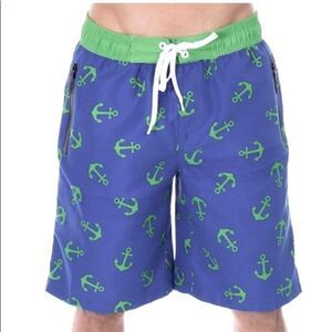 Ashopz Men’s Jake Anchor print swim trunks Blue M